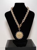 collana margaritis catena placato oro e perline moneta angelo perline
