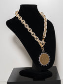 collana margaritis catena placato oro e perline moneta angelo perline