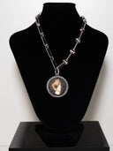 collana equus -serie amazzoni catena argento rettangolare e tonda medaglia cavallo