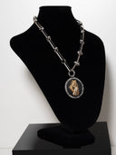 collana equus -serie amazzoni catena argento rettangolare e tonda medaglia cavallo