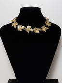 collana tiara - foglioline dorate tiara nastro velluto