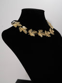 collana tiara - foglioline dorate tiara nastro velluto