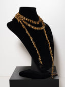 collana folium foglie in ottone dorato e quarzo fumè
