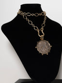 collana celestis argento placata oro- serie amazzone medaglia angelo bicolore