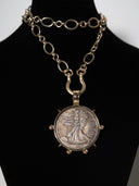 collana celestis argento placata oro- serie amazzone medaglia angelo bicolore
