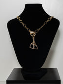 collana kelly -serie amazzone placata  staffe oro moschettone brillantini