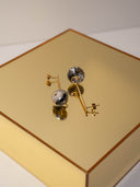 orecchini cristalli pendenti – sfera cristallo cangiante  asta color oro Dorato –