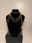 collana millegiri due tipi catena color oro e catena con perline finale 2 perle barocche