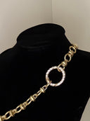 collana  3  agate naturali bordate in oro con lunghezze catene a 3 livelli chiusura gioiello