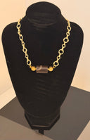 choker pietra marrone catena perline oro