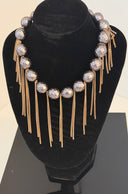 chocker mezzi cristalli fili metallo color ottone elastico