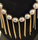 chocker mezzi cristalli fili metallo color ottone elastico