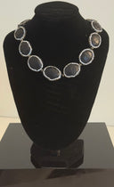 choker marcassite strass ovale in pelle stampata cocco elastico