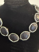 choker marcassite strass ovale in pelle stampata cocco elastico