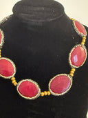 choker mocassite strass pelle stampata cocco perline oro, elastico