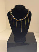 choker mezzi cristallli quadratini color oro fili metallo color oro elastico
