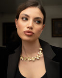 collana tiara - foglioline dorate tiara nastro velluto