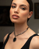 collana regalis - catena a maglie intrecciate argento con medaglia art déco