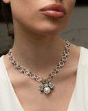 collana apis argento - ciondolo ape  cristalli  perla