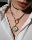 collana navigium - serie amazzone due filli color oro e argento con chiusura cavallerizza e medaglie in entrambi i metalli- sportiva-everyday use