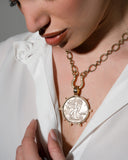 collana celestis argento placata oro- serie amazzone medaglia angelo bicolore