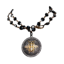 collana cubus serie apis – catena cubi neri e medaglia ape tempestata di brillantini