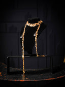 collana folium foglie in ottone dorato e quarzo fumè